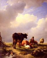 Verboeckhoven, Eugene Joseph - A Farmer At Rest With His Stock